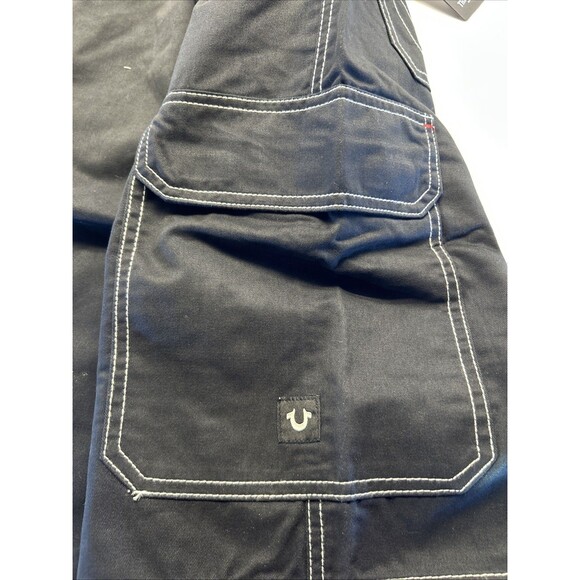 True Religion Cargo Shorts Knee Length Jet Black SZ 34 Men New w/Tags - Picture 4 of 7